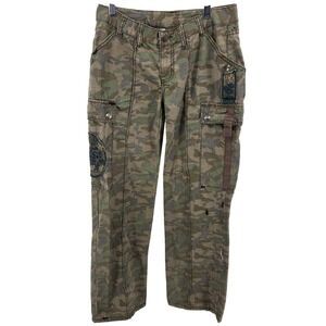Vintage Y2K Grunge Fubu Fatty Girl Ripstop Camo Cargo Streetwear Pants Women 3/4